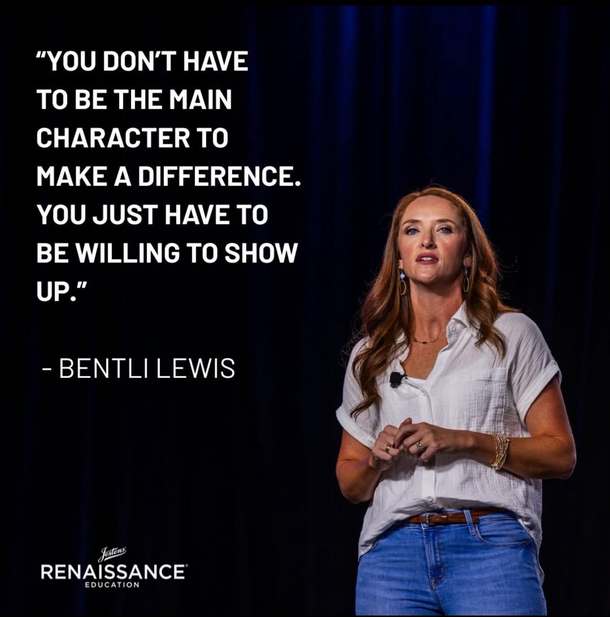 Never underestimate the power you carry to make a difference in someone else’s story. You don’t have to be the main character. You just have to be willing to show up. 🤍 #worthy #JRGC25 #RenTalk
