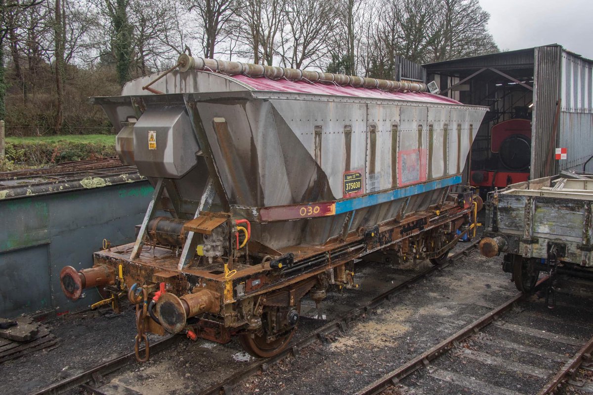 Withdrawn in 2023, CDA 375030 was the first item of rolling stock we purchased. 

Bought direct from DB Cargo UK it was moved by rail to Par Docks and then by road to Marsh Mills where restoration work started a month or two later. 

First job was cleaning A LOT of clay off!