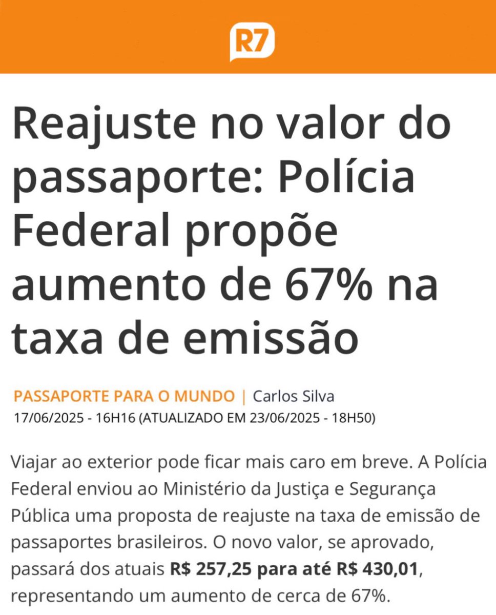 domlancellotti's tweet photo. A TAXA DO PASSAPORTE VAI AUMENTAR!

Quem quiser solicitar antes do aumento, orçamento aqui:

https://t.co/Aw7BbELiV1 https://t.co/dqBJU2Yk51