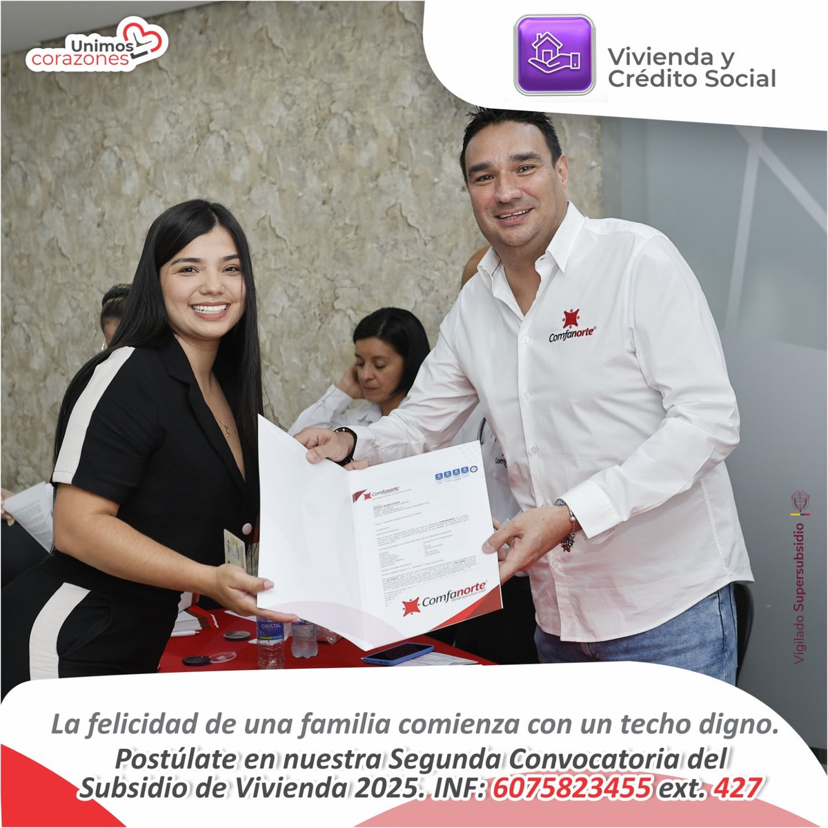 #Vivienda 🏡| En Comfanorte trabajamos para hacer realidad tu sueño de tener vivienda propia. 🏠

Aplica para el sector urbano y rural. 

Segunda convocatoria hasta el 25 de julio de 2025.

𝗜𝗻𝗳𝗼𝗿𝗺𝗲𝘀: 6075823455 
𝗘𝘅𝘁𝗲𝗻𝘀𝗶𝗼́𝗻: 427

En Comfanorte #UnimosCorazones ❤️