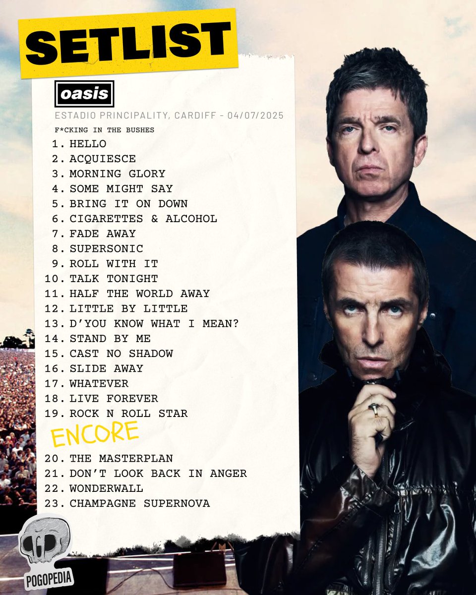 🚨 ALERTA DE SPOILER - VOLVIÓ OASIS Y ESTE FUE EL SETLIST 🚨

🥹 Liam y Noel Gallagher tocaron juntos por primera vez desde 2009 este viernes en el estadio Principality de Cardiff, y acá les dejamos un resumen de lo que fue la lista de temas.

🫂 Desde hace semanas venían