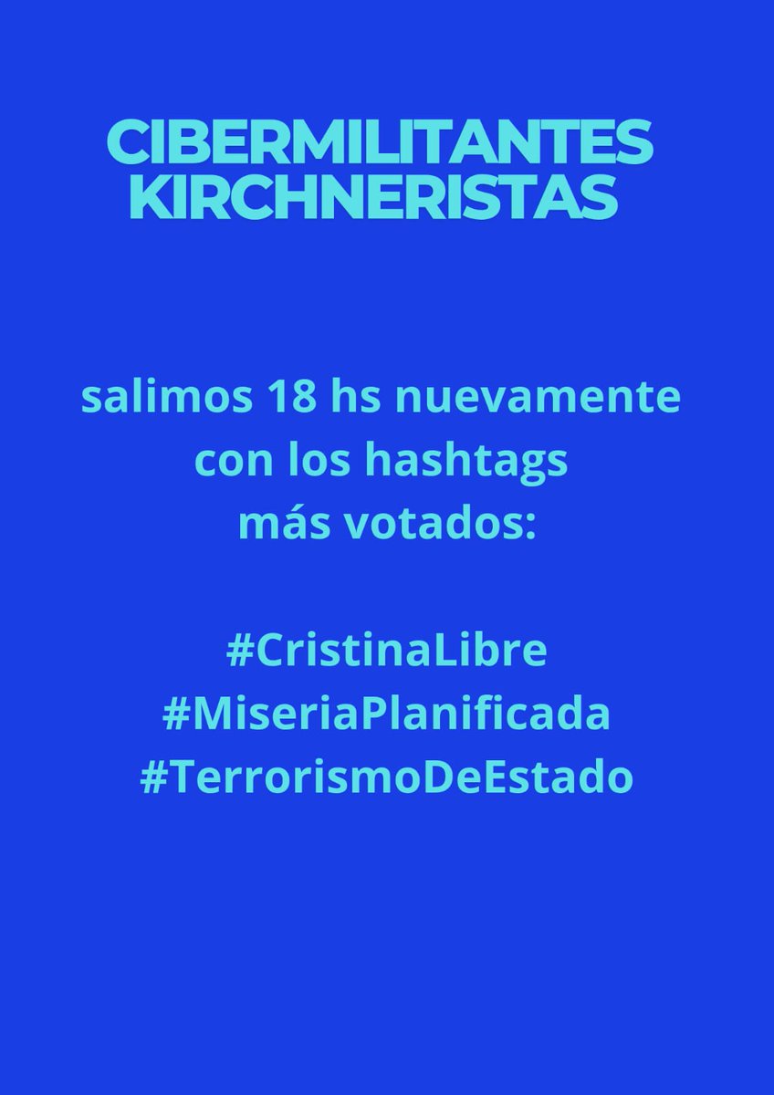 #CristinaLibre
#MiseriaPlanificada
#TerrorismoDeEstado