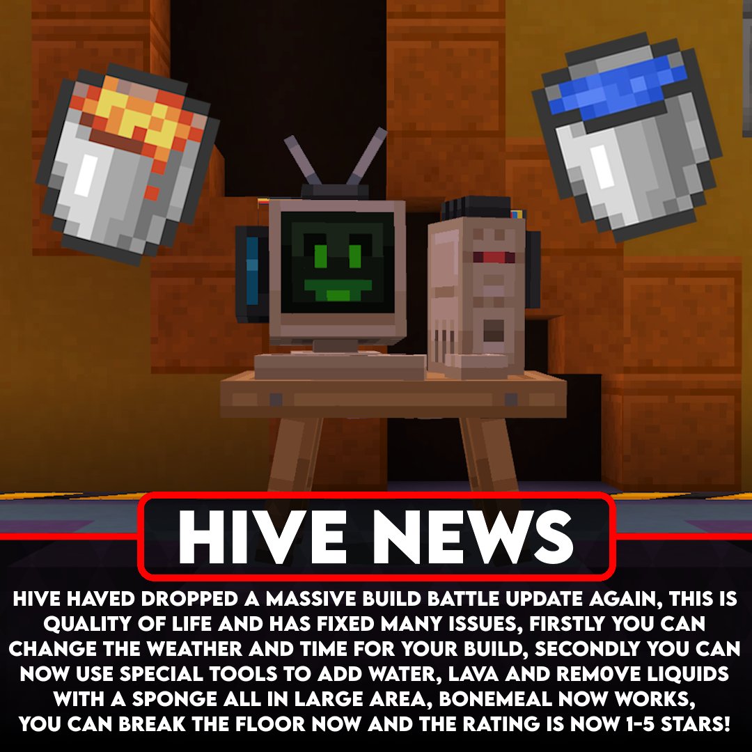HIVE HAVE DROPPED ANOTHER BUILD BATTLE UPDATE, THIS TIME IT'S GAMEPLAY FOCUSED!
updates.playhive.com/changelog/buil…