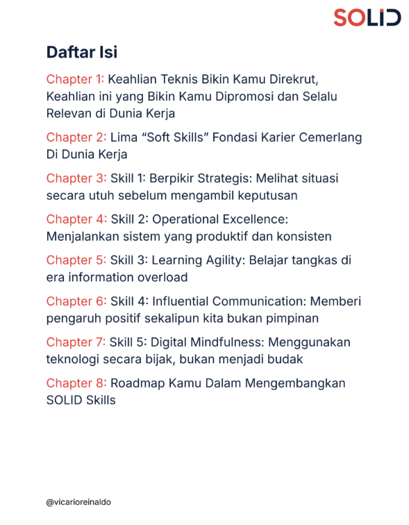 Banyak orang kerja keras tapi kariernya mandek

Karena cuma fokus hard skill, ngeremehin soft skill

Gue bahas 5 soft skill penting yang bikin lo standout di karier

Gue rangkum di E-book 20 halaman, lo bisa dapetin GRATIS

Follow, Like, Retweet, dan Reply “MAU”

Gue kirim via DM