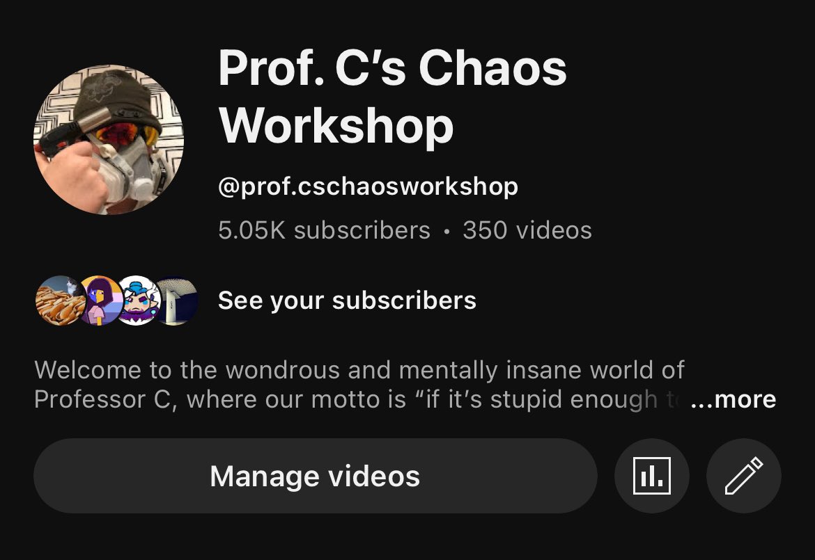 ProfCsChaos's tweet image. My YouTube channel managed to go from a little over 1.5K subs this Monday to over 5K as of today, one single short on one of Schlatt’s channels and now we’re here
(EXCEEDINGLY EXCITED ABOUT IT BY THE WAY)