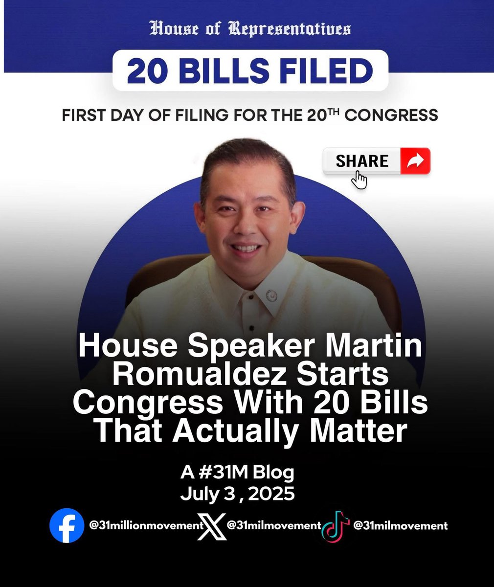 31milmovement's tweet image. NEW CONGRESS, NEW START - BUT 20 BILLS ON DAY 1?! 😮 #shookt

Truth be told… we hear about new bills all the time, but most of us have no idea what they actually mean for us.

But this time, things are different.
On the very first day of the 20th Congress, House Speaker Martin…