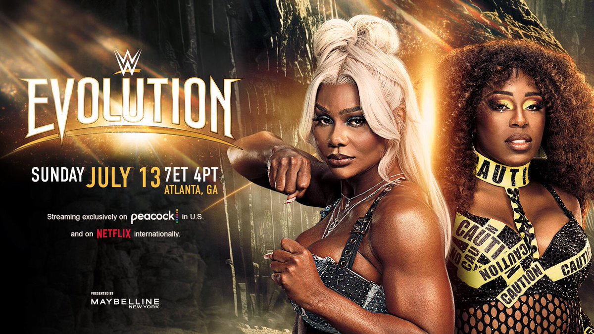 Updated card for ‘EVOLUTION 2’ next Sunday:

• IYO SKY v Rhea Ripley (Women’s Title)
• Tiffany Stratton v Trish Stratus (Women’s Title)
• Jacy Jayne v Jordynne Grace (NXT Women’s Title)
• Jade Cargill v Naomi - No Holds Barred
• Roxanne/Raquel v Charlotte/Alexa v NXT team v