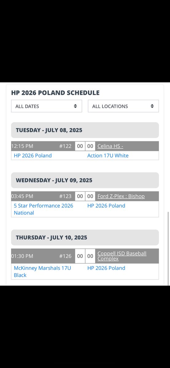 Melissa Schedule