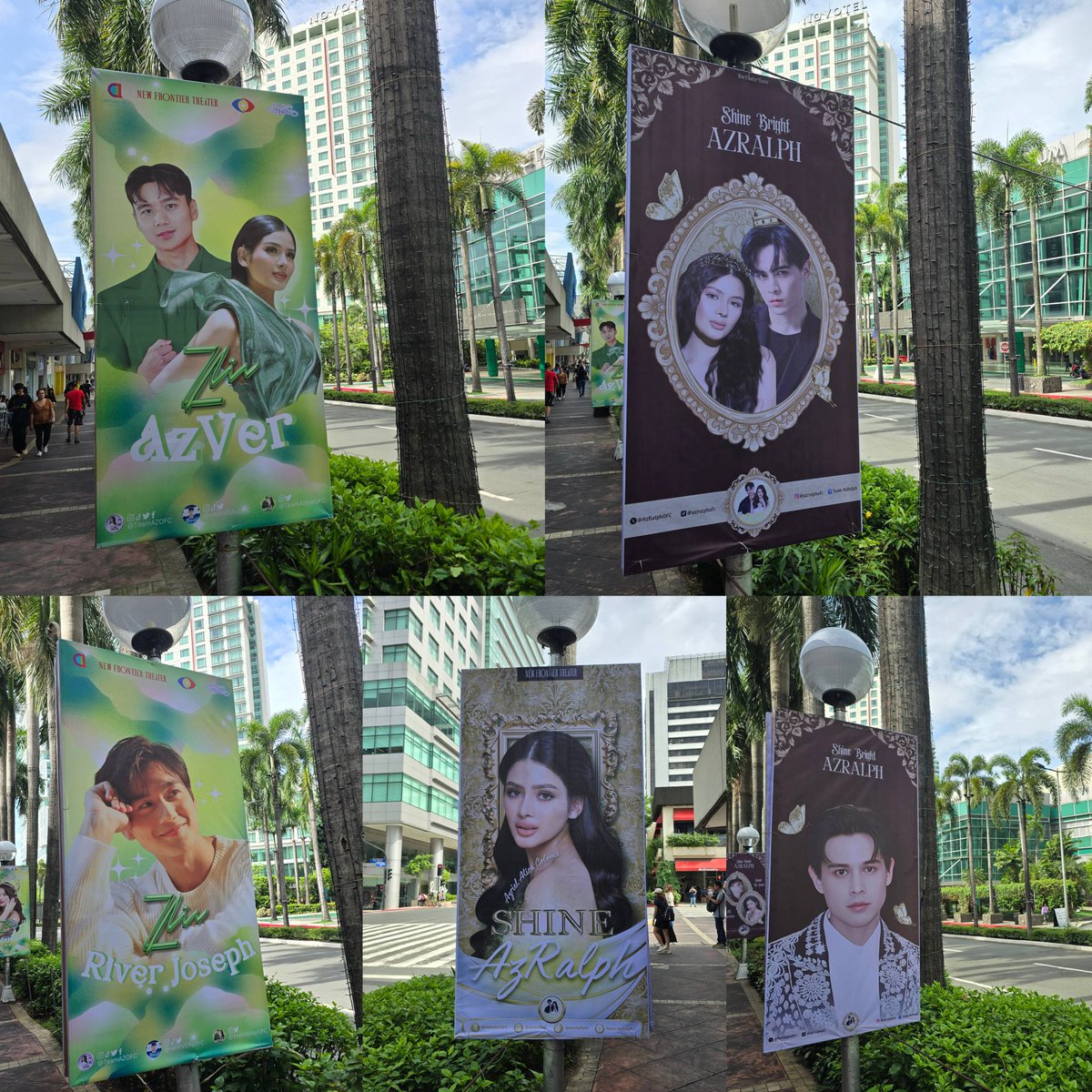 philconcerts's tweet photo. Lamp post banners for AzVer, AzRalph, River, Ralph, and Az are up in Araneta City in time for tonight's PBB Big Night at the NFT. https://t.co/iapPnSDXQ2