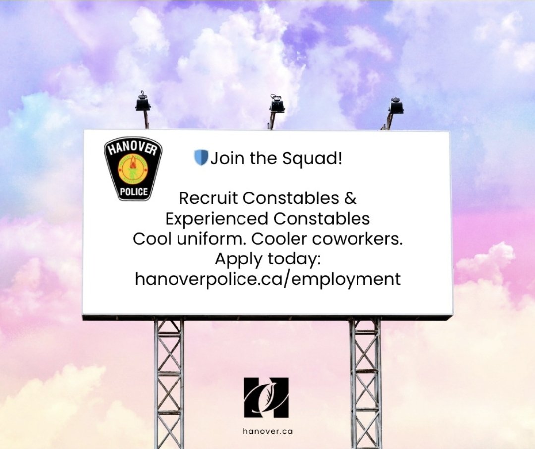ChiefKnoll's tweet photo. Help us find the next one or two or three. We are currently hiring for the position of Police Constable. Let the #SignWars begin because we want everyone to know we are in the market for good people to join our team. #HanoverProud #HPSProud https://t.co/lf9XBvp33g https://t.co/kckSEP7q9H