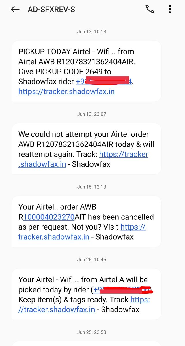 amit_iitg's tweet image. Hello @shadowfax_in There is a Airtel Broadband router to be picked up by you since June 21st, but nobody is coming and rescheduling it by making false claims, take back the @airtelindia Airtel Broadband router asap. (AWB R13040029113270AIT)
