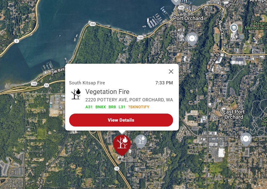 KitsapFirebuff's tweet photo. Reported brush fire at Cedar Heights Middle School, possibly three small fires near the baseball fields. https://t.co/DfJtRWlE0c
