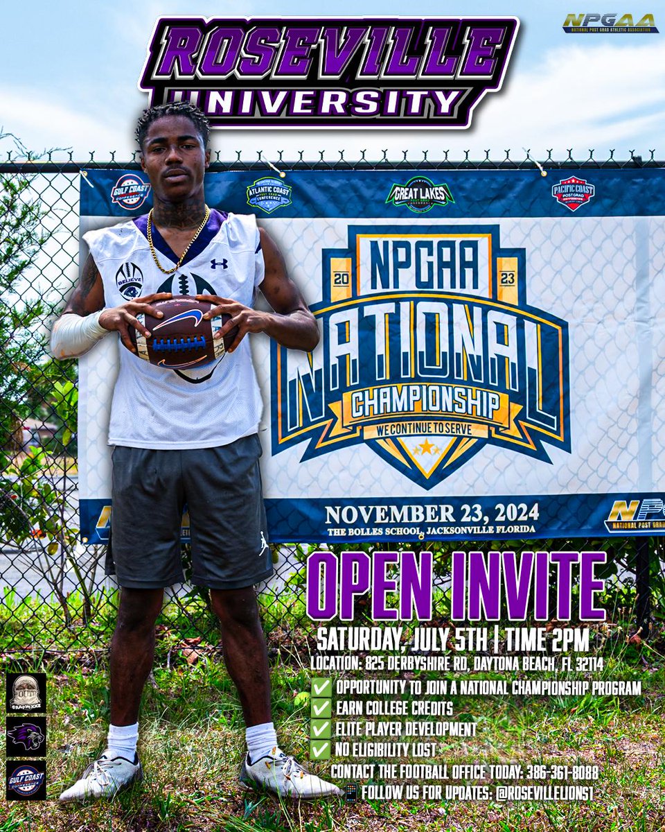 Roseville University (@rosevillelions1) on Twitter photo Roseville University is looking forward to seeing all the unsigned players that are still available! Contact the football office at 386-361-8088. ππ #Football #Players #University #Recruiting <a href="/DeLand_FB/">DeLand Football</a>, <a href="/DeLand_Football/">DeLand Football</a>
<a href="/BokeyFootball/">Bokey Football</a>, <a href="/Recruit_Bokey/">Seminole HS Recruiting - Sanford, FL</a>, <a href="/SanSemAthletics/">Seminole High School Athletics (Sanford)</a>, Roseville University is looking forward to seeing all the unsigned players that are still available! Contact the football office at 386-361-8088. ππ #Football #Players #University #Recruiting <a href="/DeLand_FB/">DeLand Football</a>, <a href="/DeLand_Football/">DeLand Football</a>
<a href="/BokeyFootball/">Bokey Football</a>, <a href="/Recruit_Bokey/">Seminole HS Recruiting - Sanford, FL</a>, <a href="/SanSemAthletics/">Seminole High School Athletics (Sanford)</a>,