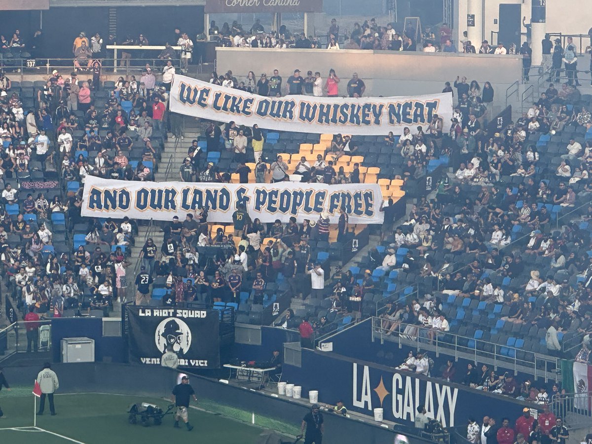 “We like our whiskey neat and our land and people free”