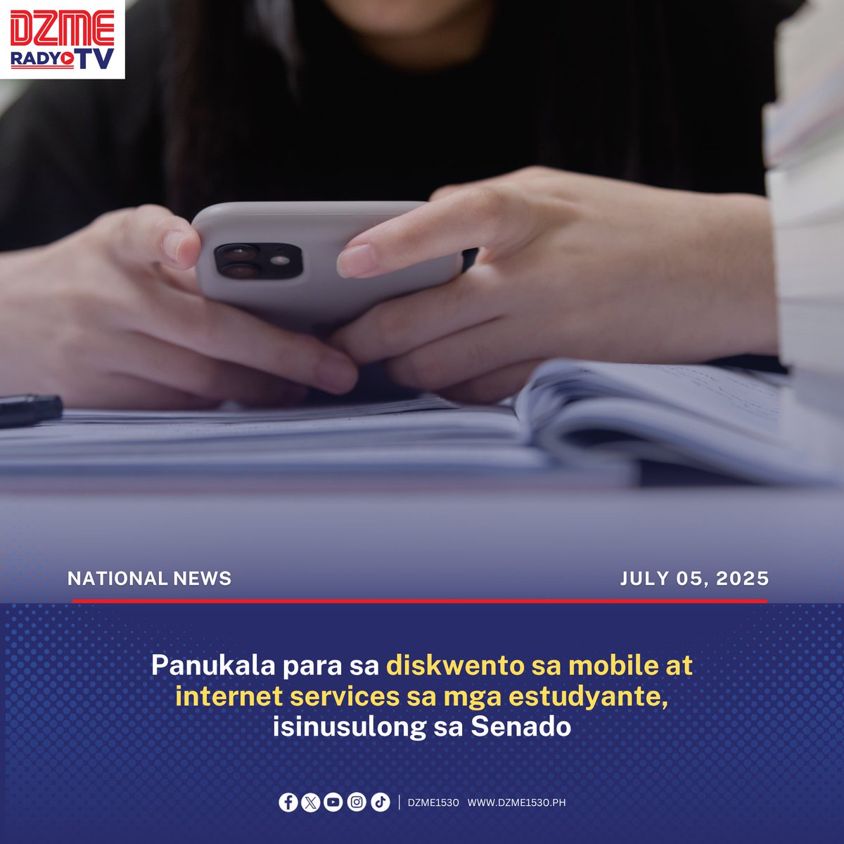 Isinusulong ni Senador Bam Aquino ang panukala na nagmamandato ng pagbibigay ng diskwento sa load para sa mobile at internet services sa mga estudyante. | via Dang Garcia

Basahin: tinyurl.com/muc2wj3e
