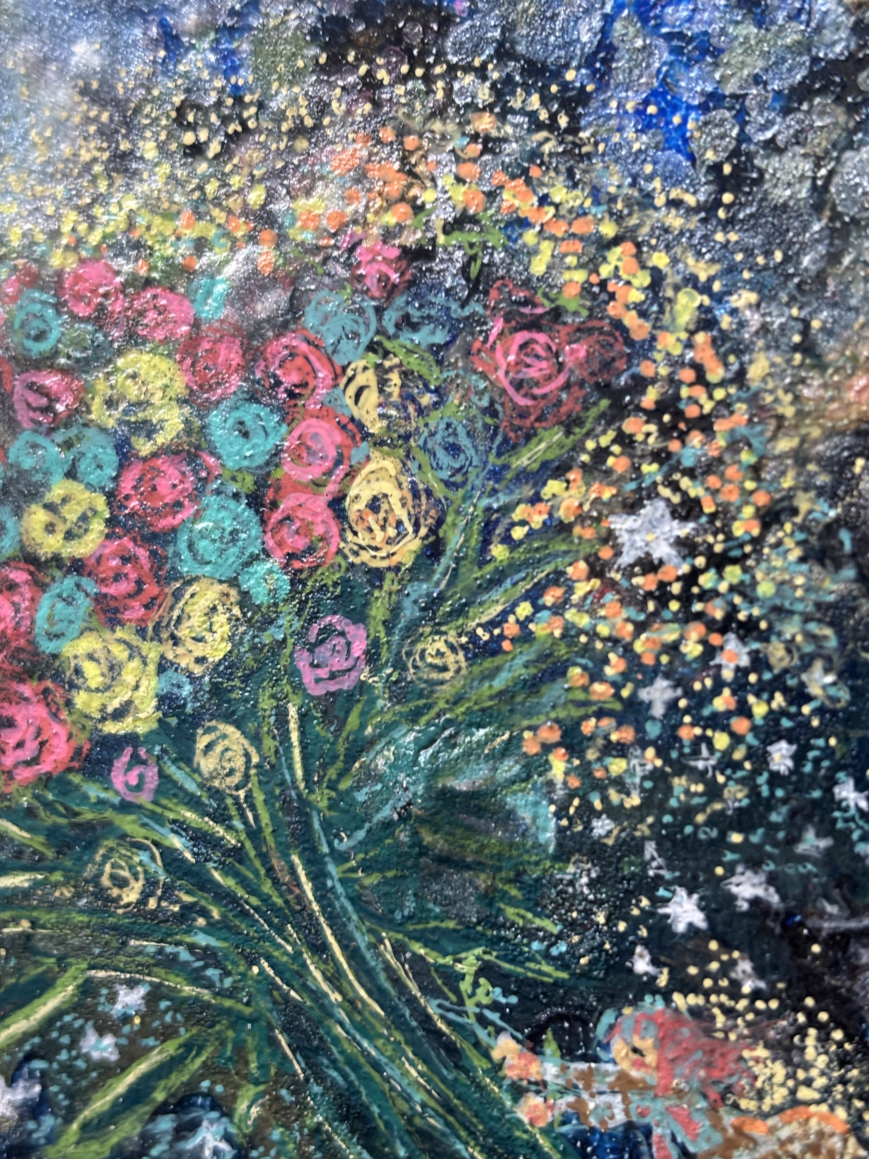 宇宙を駆けるペガサス アクリル原画アート ポーリングアート