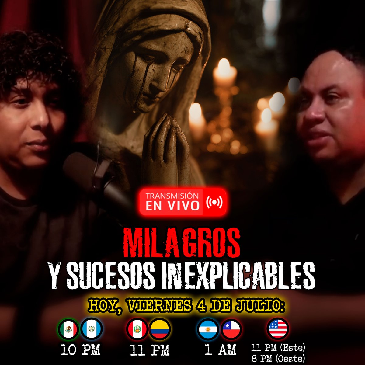 ⚠️¡HOY ES VIERNES DE TRANSMISIÓN EN VIVO!⚠️

Esta noche vamos a contarles algunas de las historias más fascinantes relacionadas a figuras divinas y catalogadas como un "milagro".

⏰Los esperamos a las 10 de la noche (Centro de México).

📌Link: youtube.com/live/ijyT53b0s…