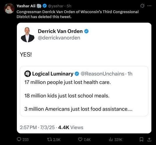 bombshelboy's tweet photo. @derrickvanorden we aren't gonna forget just because you delete the tweet.

YOU ARE GONE NEXT ELECTION. COUNT YOUR DAYS BOY https://t.co/uDBvcyJCbx