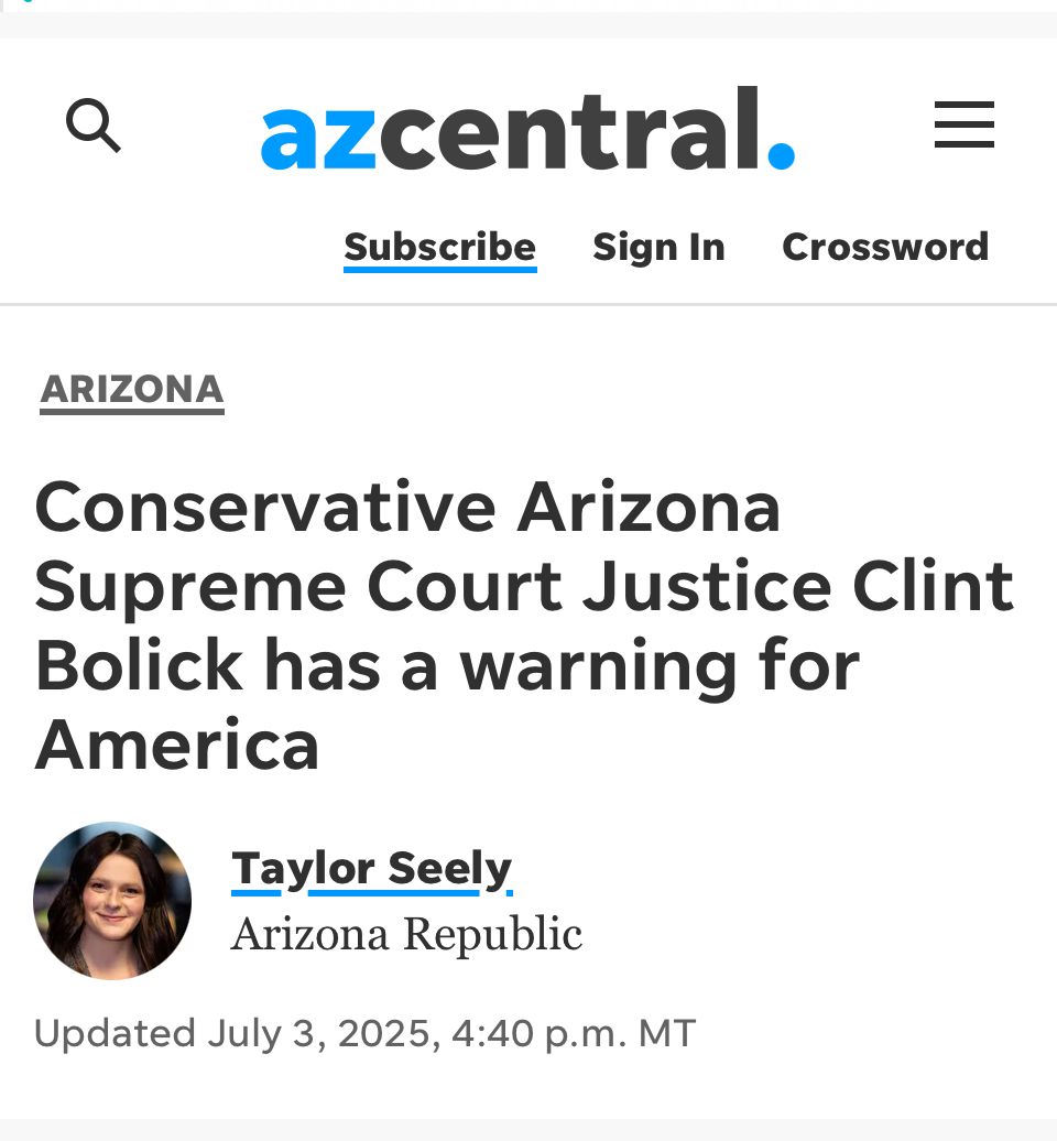 “Clint Bolick is worried.

“The Arizona Supreme Court justice and rock star of the political right stood before a crowd of lawyers recently and rebuked ‘deeply disturbing’ attacks on the American justice system coming from senior Trump administration officials.

“‘It's almost