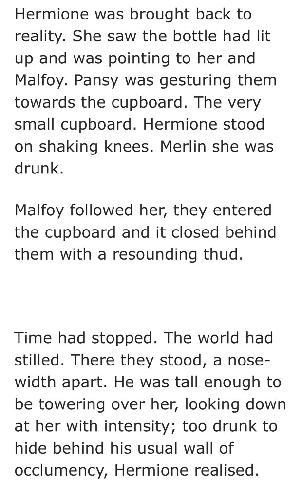 MShrouded's tweet photo. This is an excerpt from my WIP.
For context - eighth year, drinking game finds dhr in a cupboard https://t.co/5lRewGGHZK