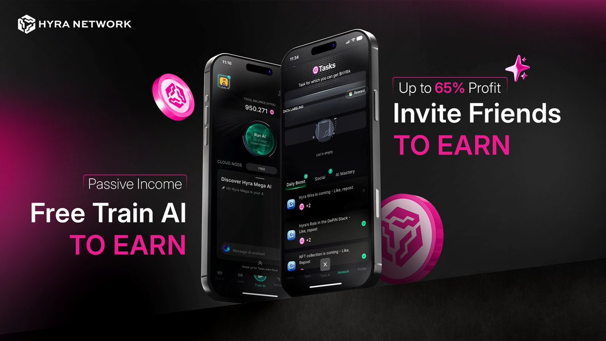 It’s important that people who fail to recognize simple earning opportunities don’t miss what platforms like @hyraNetwork are offering.

I’m earning $HYRA just by completing easy tasks, and with their referral program, I’m getting up to 65% more by inviting friends. 

The more I