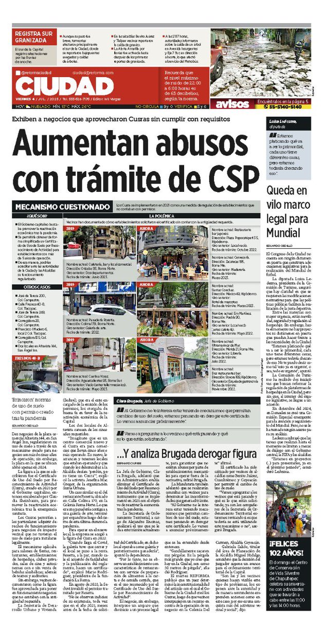 Roma Norte (@romanorte3) on Twitter photo <a href="/reformaciudad/">CIUDAD</a> <a href="/ClaraBrugadaM/">Clara Brugada Molina</a> <a href="/A_Encinas_R/">Alejandro Encinas</a> <a href="/MetropolisCDMX/">Metrópolis</a> los #CUSRAs deben desaparecer y sancionar aquellos restauranteros que de forma ilegal obtuvieron estos #CUSRAs, se le avisó a <a href="/Carlos_UlloaP/">Carlos Ulloa</a> en su momento, que sería un desastre <a href="/JosefinaMacG/">Josefina Mac Gregor</a> <a href="/materivas/">Mayte de las Rivas</a> <a href="/lavozdepolanco/">Voz de Polanco</a> <a href="/reformaciudad/">CIUDAD</a> <a href="/ClaraBrugadaM/">Clara Brugada Molina</a> <a href="/A_Encinas_R/">Alejandro Encinas</a> <a href="/MetropolisCDMX/">Metrópolis</a> los #CUSRAs deben desaparecer y sancionar aquellos restauranteros que de forma ilegal obtuvieron estos #CUSRAs, se le avisó a <a href="/Carlos_UlloaP/">Carlos Ulloa</a> en su momento, que sería un desastre <a href="/JosefinaMacG/">Josefina Mac Gregor</a> <a href="/materivas/">Mayte de las Rivas</a> <a href="/lavozdepolanco/">Voz de Polanco</a>