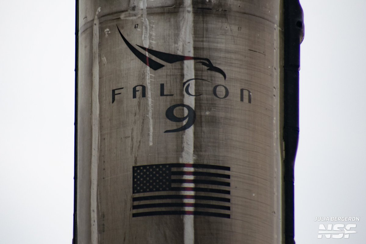 Fleet leader B1067 has arrived to Port Canaveral following it's 29th launch. 

Her colors may fade but her flag still shines through on the 4th of July.

Learn more on this week's <a href="/NASASpaceflight/">NSF - NASASpaceflight.com</a> TWIS episode with <a href="/elysiasegal/">Elysia Segal</a> 
youtu.be/TRvzLL21j1o?si…