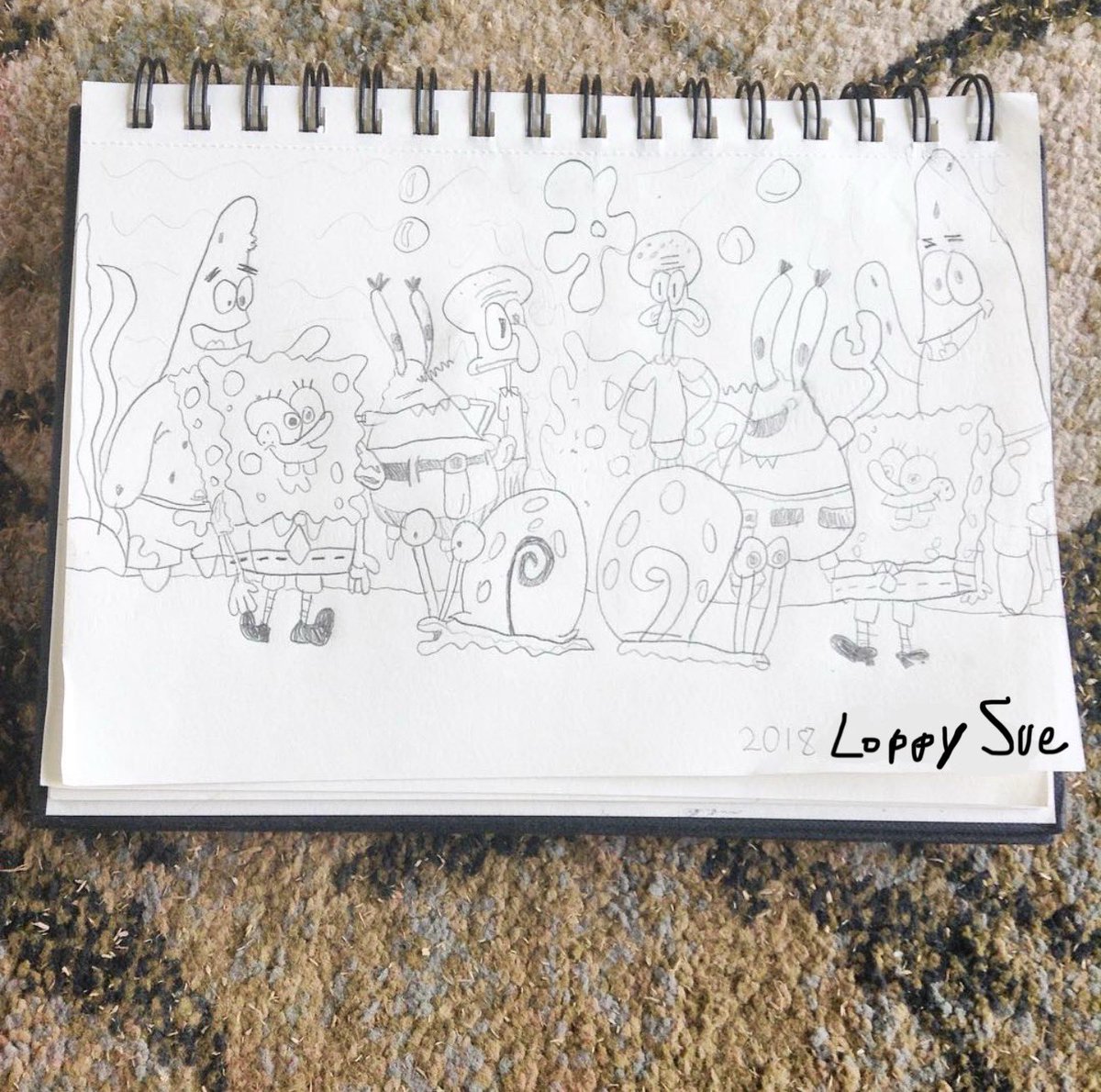 LoppySue9's tweet image. In celebration of the cool new SpongeBob episode, take this drawing I did 7 years ago