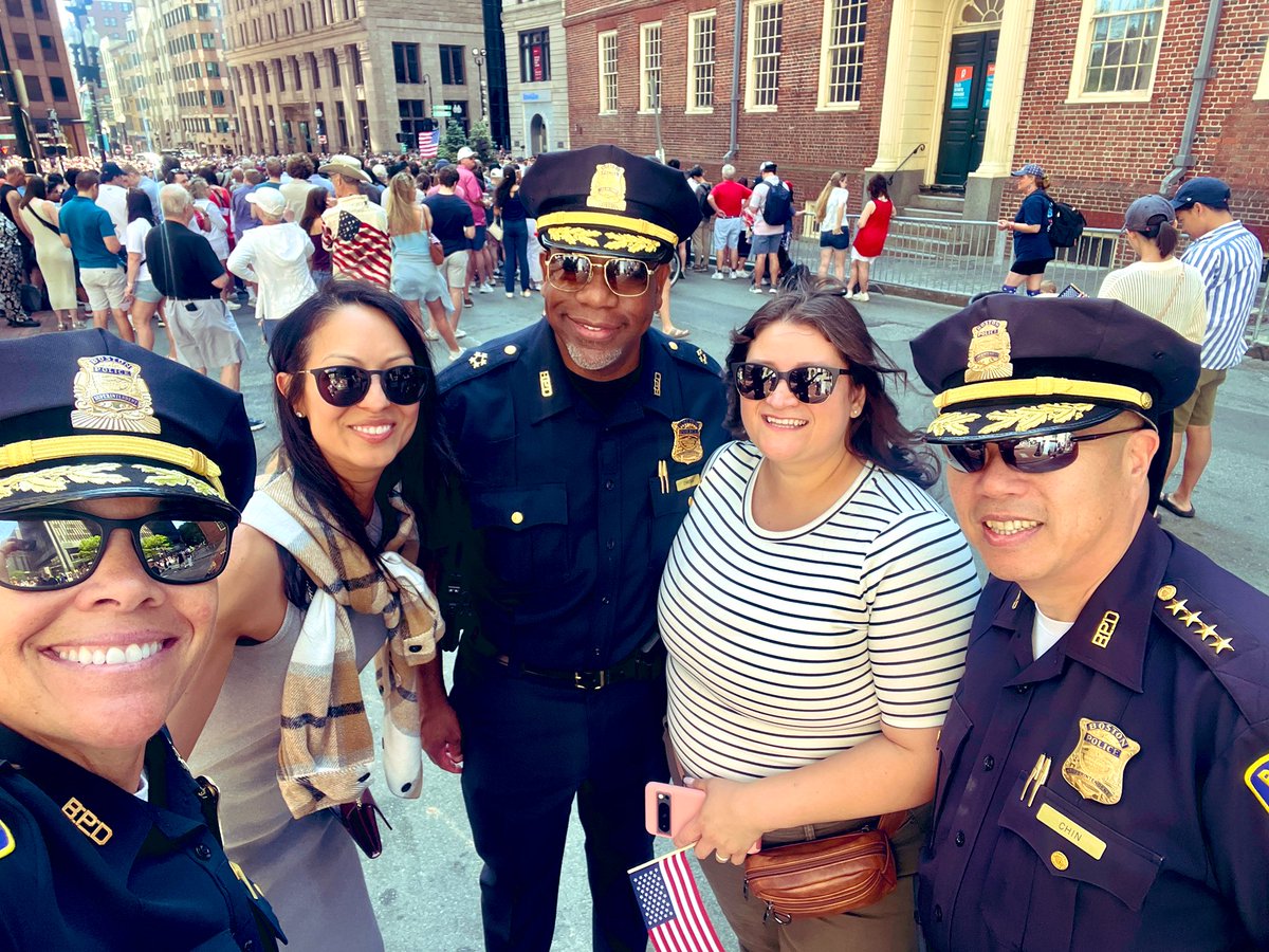 Our Brothers &amp; Sisters in Blue are always working hard to keep our city safe today and every day. Wishing everyone a safe and Happy Independence Day! 💙🇺🇸 #ThankYouBPD #IndependenceDay #Boston #Ournarrative