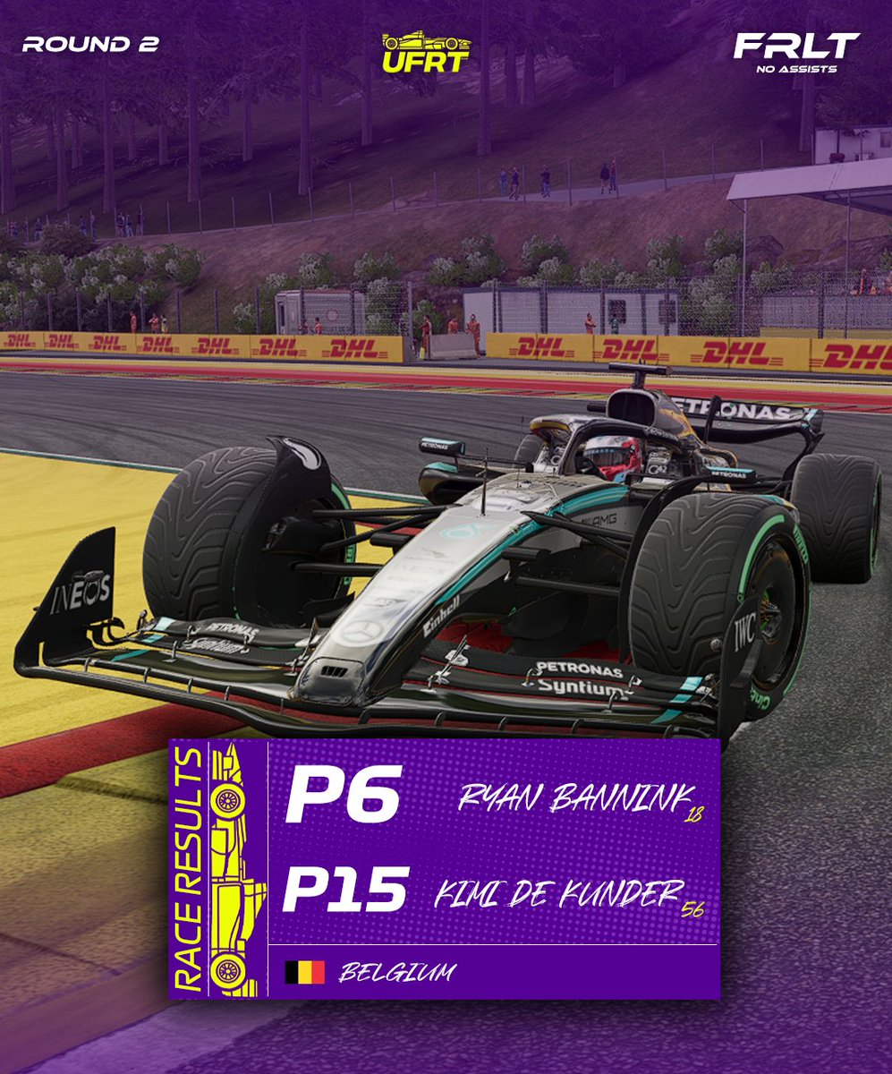 RACE RESULT // <a href="/FRLTF1/">FRLT</a> No Assists

It's P6 on debut as <a href="/ItsRyanF1/">Ryan</a> finishes a tricky race in the wet and picks up some solid points for the team, good foundation to build upon!

Kimi got into a collision which dropped him down, unlucky race overall but he'll be back.

#ItsOurTurn