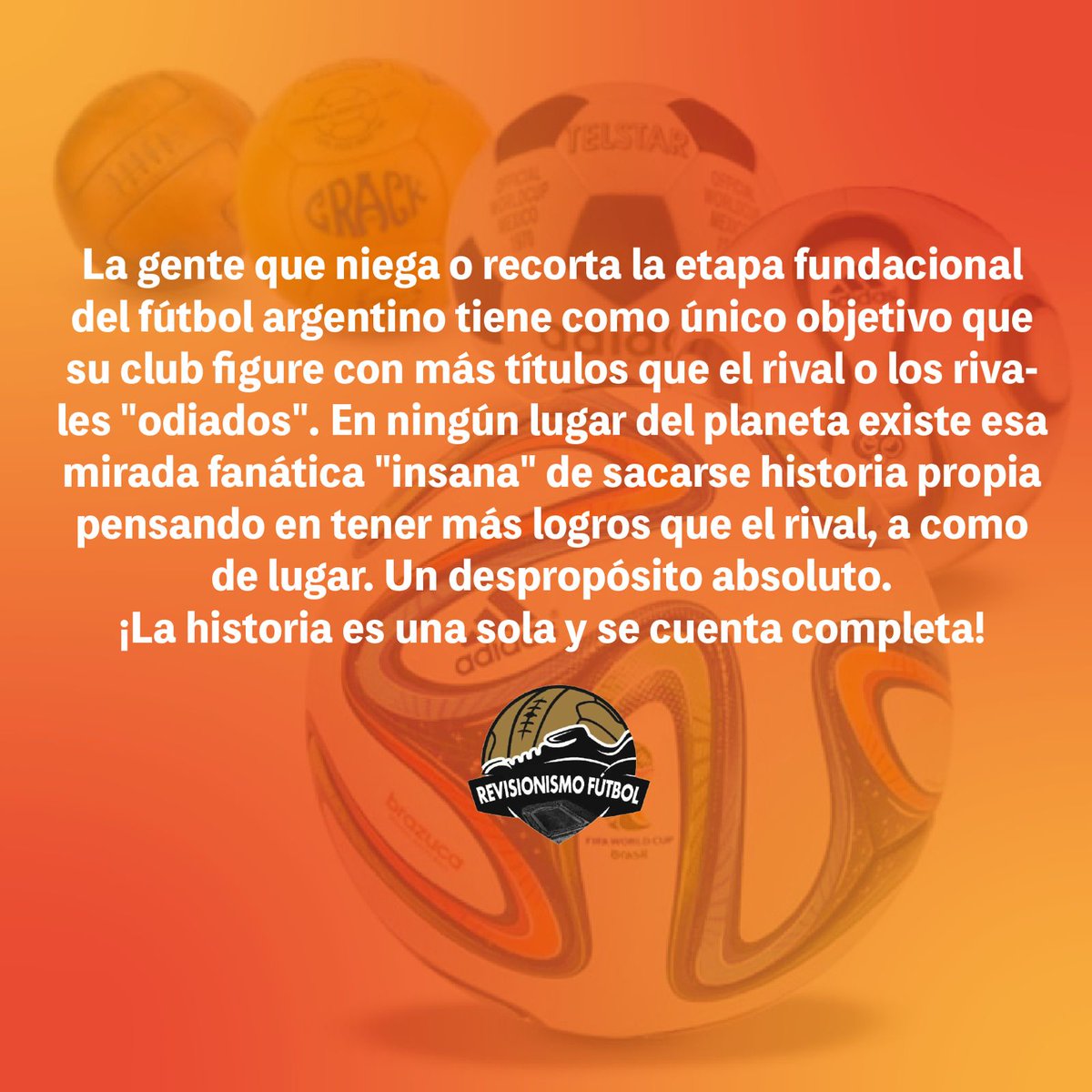 ¡LA HISTORIA ES UNA SOLA!

El fútbol oficial en la Argentina comenzó en 1891. Pero hacia fines de la década del 70 y durante unos cuantos años, algunos medios de comunicación contaron la historia incompleta, ignorando los registros de AFA (Memorias y Boletines).

Seguir hilo 👇