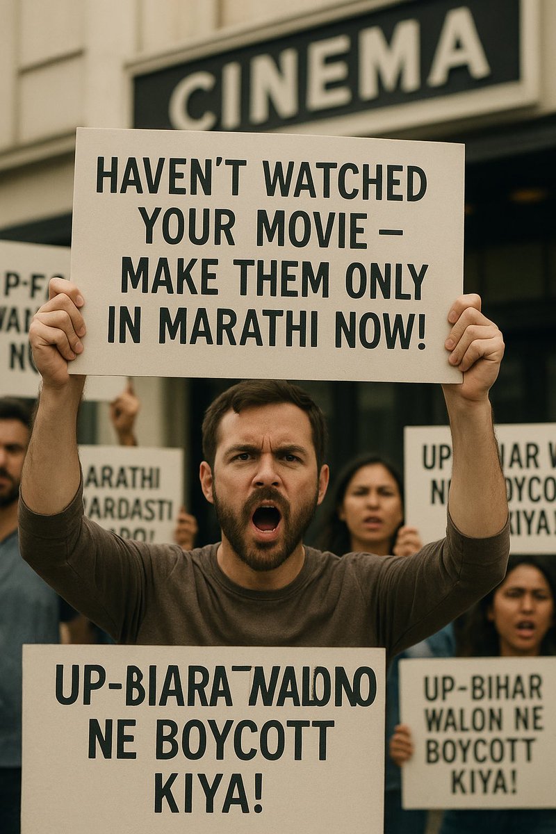 ankitislive24's tweet image. If you’re forcing everyone to speak only Marathi 🗣️,
then stop making movies in Hindi 🎬 too!
We haven’t watched your films 🎞️ — now make them only in Marathi!
🚫 #BollywoodBoycott 🇮🇳 #LanguageImposition 💥 #MarathiZabardasti 🧠 #UPBiharStandUp