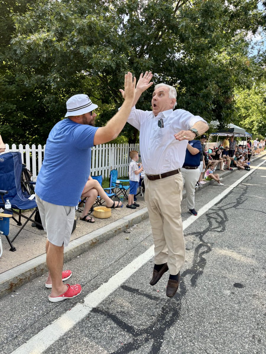 Lots of smiles, flags, and high-fives here at Chepachet’s 99th Annual Ancients &amp; Horribles Parade