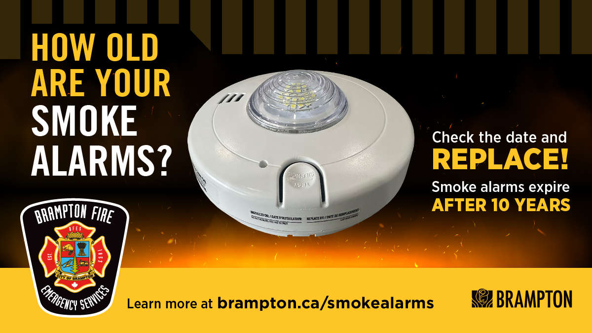 Stay safe, stay prepared! 🏠

Smoke alarms expire every 10 years. If your home was built in 2015 or earlier, make sure your alarms are still in working order.

Check them now!

Learn more 🔗: brampton.ca/smokealarms ^JD