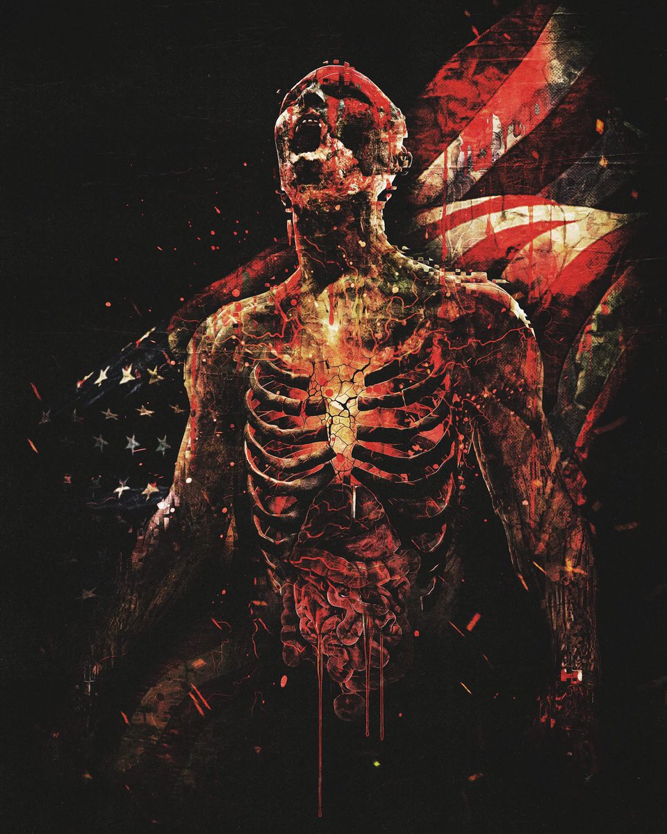 A carcass dressed in rot, a monument to its own decay. 

#fourthofjuly