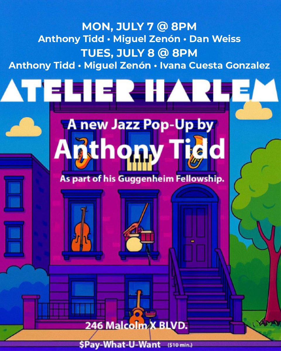 Next Monday &amp; Tuesday…Atelier Harlem , an amazing series curated by the ine and only Anthony Tidd…Should be lots of fun, come on up and support…
#MiguelZenon 
#harlem