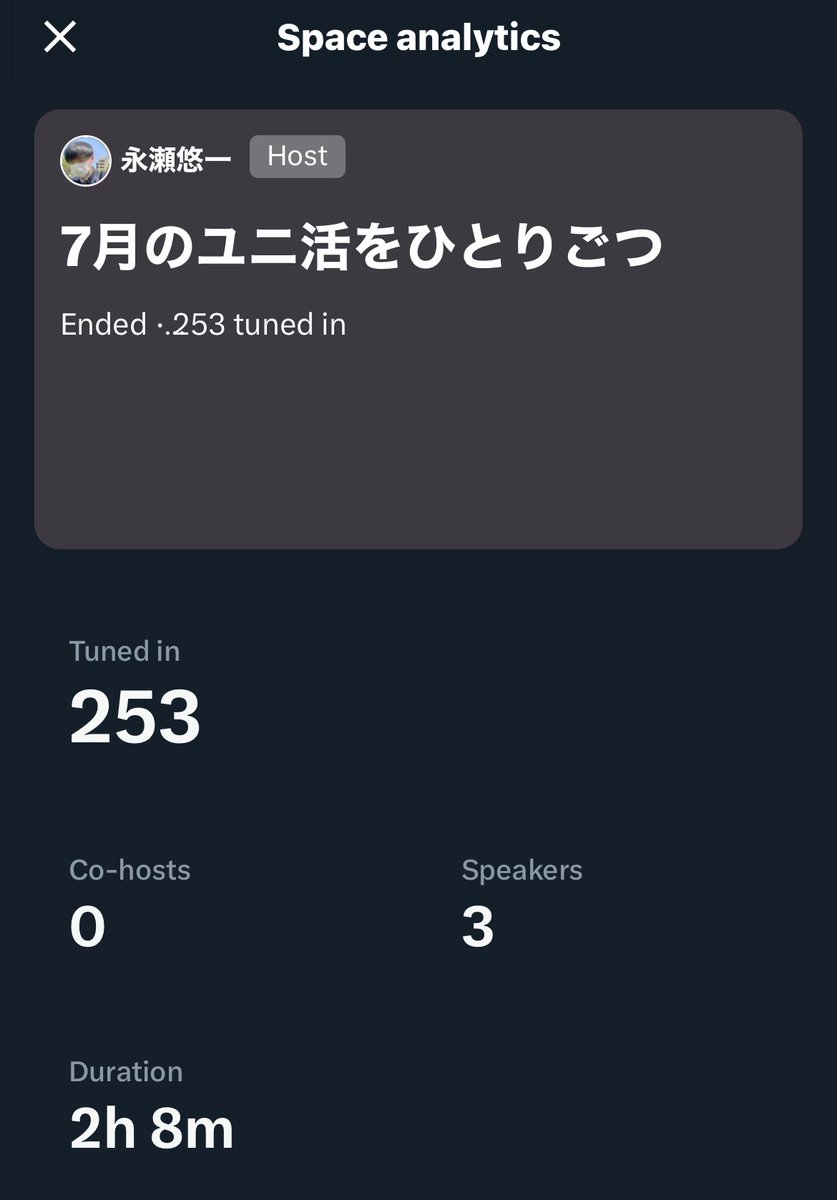 スペースありがとうございました！としくんタイチくんチューリングくん話してくれてありがとう！野球ユニ活誰か誘ってください(定期)
