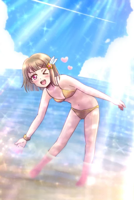 せんぱ～い 7月5日はビキニの日らしいですよ? #虹ヶ咲 #中須かすみ #ビキニの日