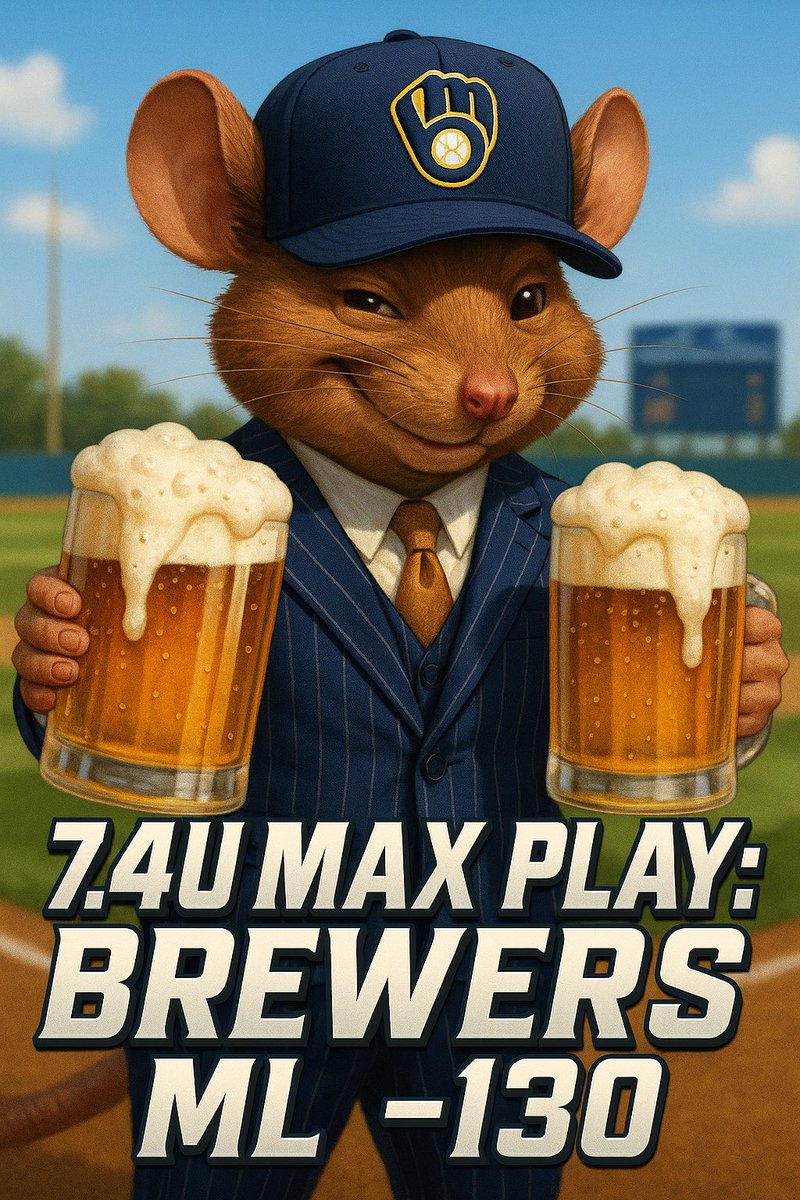 Money Mouse is RED HOT🔥 4-0 today.

He has a 7.4U Max Play to finish putting his stamp on an incredible 4th of July....

Brewers ML -130