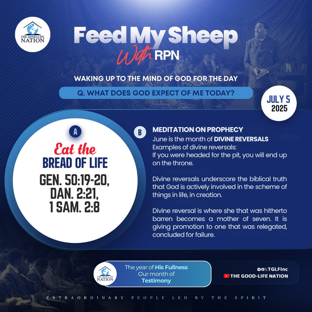 There is the skillfulness of profitting with prophecy. After you have accepted it, there's what you must do for it to prosper. -RPN

#BreadOfLifeWithRPN