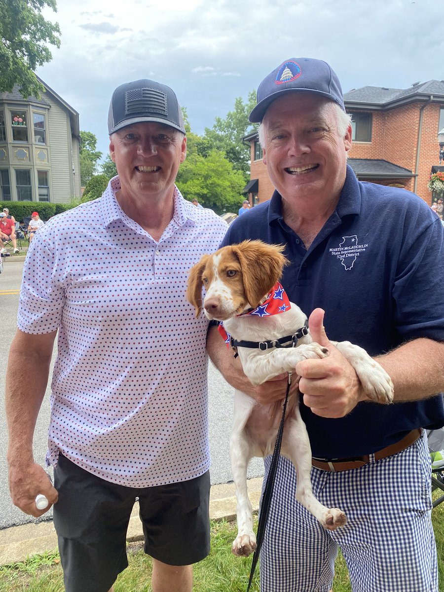 MartyForIL's tweet image. Happy Fourth of July everyone. So great on the parade routes seeing so many wonderful people. And we also got to enjoy handing out dog scarfs also being used as hair ties and head scarves on the parade route. Love it ,enjoy our freedoms that so many fought so hard to preserve.…