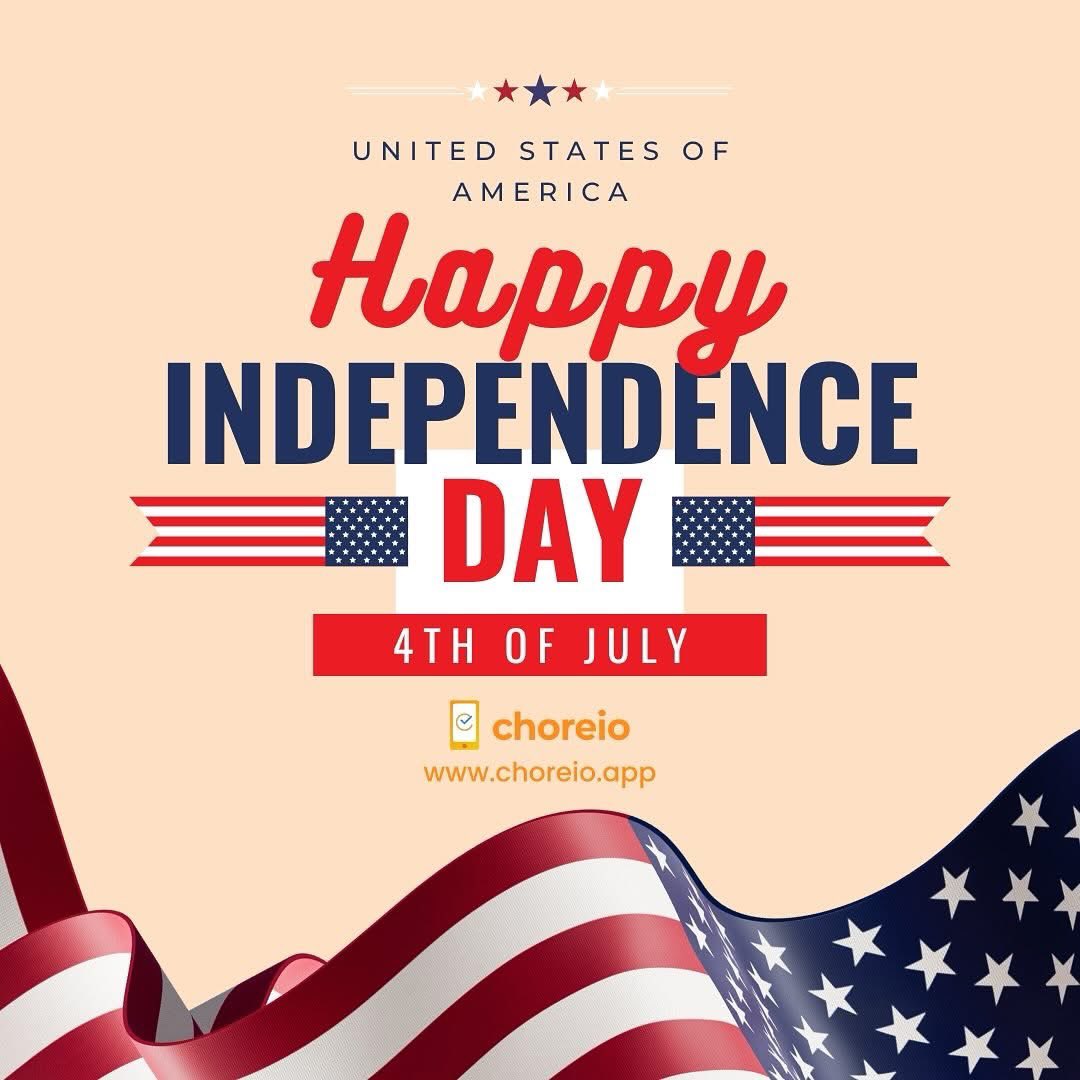 Happy Independence Day! 🇺🇸 Celebrating freedom, family, and the values that bring us together. 

Wishing all our Choreio families a safe and joyful 4th of July!

Download Choreio now: apps.apple.com/us/app/choreio…

#IndependenceDay #4thOfJuly #FamilyTime #USA #ChoreioKids
