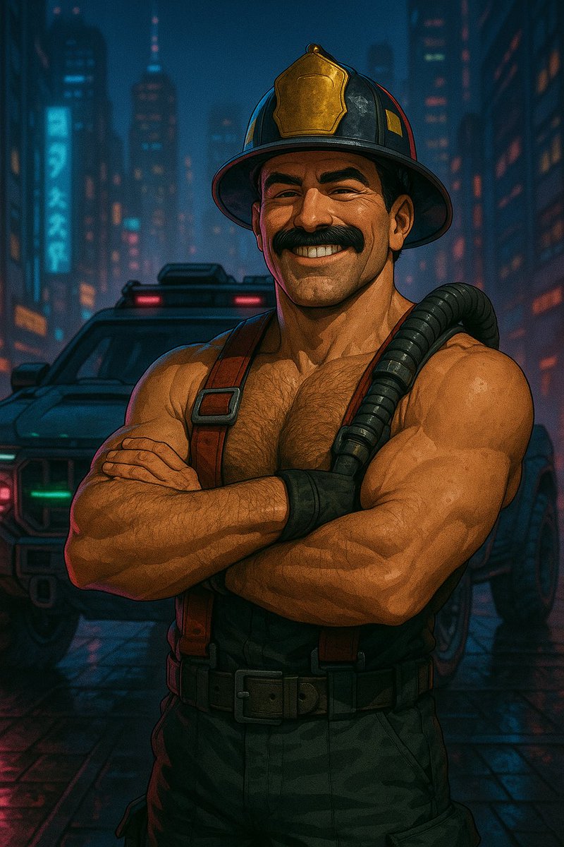 Tuti_v3's tweet photo. Cyber Bombero Juan 2077 https://t.co/qblIiXE7ET