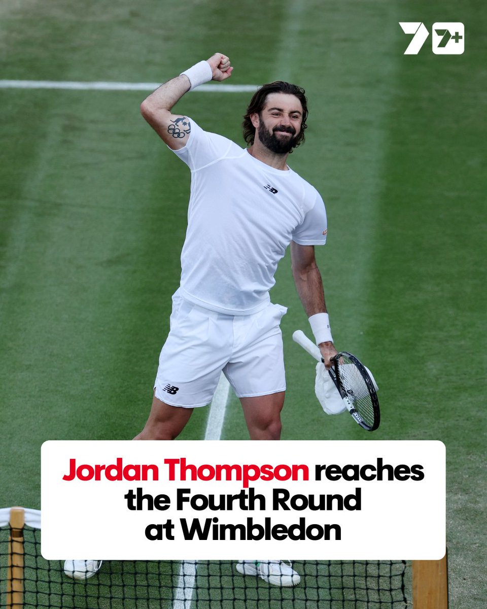 Aussie Jordan Thompson has made it into the final 16 at Wimbledon! 💪

He defeated Italian Luciano Darderi 6-4, 6-4, 3-6, 6-3