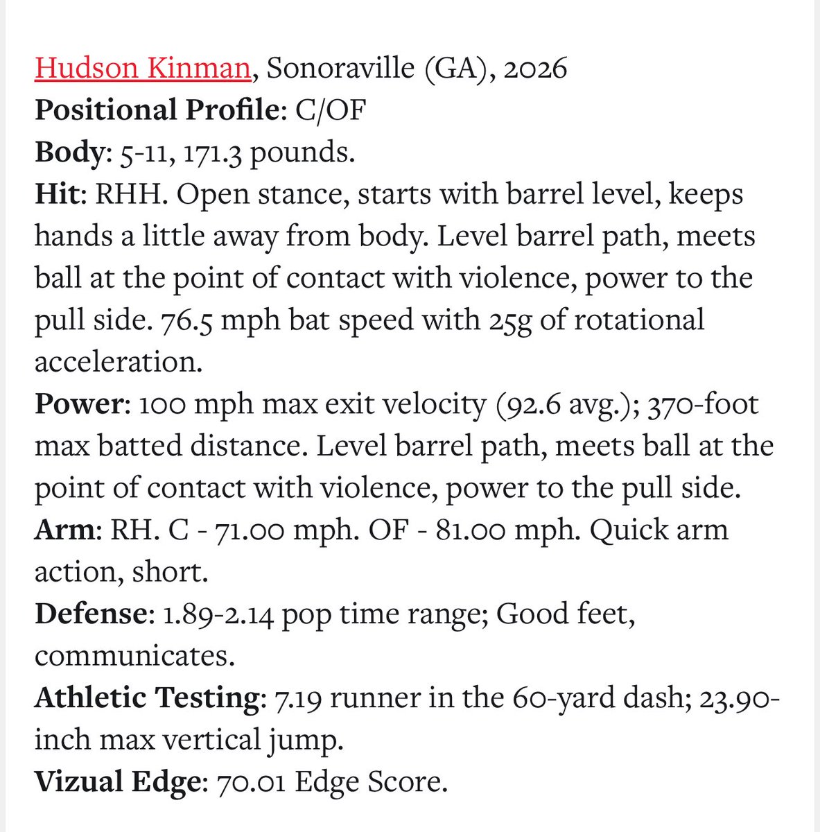 Hudson Kinman (@hudsonkinman) on Twitter photo Thank you, <a href="/PrepBaseballGA/">Prep Baseball Georgia</a> for the opportunity and write up!
<a href="/WowFactorScout1/">WowFactor_Scouting</a> <a href="/JGoetzBaseball/">Justin Goetz</a> <a href="/PB_Uncommitted/">Prep Baseball Uncommitted</a> <a href="/BUncommitted/">Baseball_Uncommitted</a> <a href="/UncommittedStud/">Uncommitted Studs</a> <a href="/Hudson_PBR/">Hudson Graham</a> <a href="/IanSmittyGA/">Ian Smith</a> <a href="/TdTomdavis34/">Tom Davis Total Sports Recruiting LLC.</a> <a href="/coachnateburns/">Nate Burns</a> Thank you, <a href="/PrepBaseballGA/">Prep Baseball Georgia</a> for the opportunity and write up!
<a href="/WowFactorScout1/">WowFactor_Scouting</a> <a href="/JGoetzBaseball/">Justin Goetz</a> <a href="/PB_Uncommitted/">Prep Baseball Uncommitted</a> <a href="/BUncommitted/">Baseball_Uncommitted</a> <a href="/UncommittedStud/">Uncommitted Studs</a> <a href="/Hudson_PBR/">Hudson Graham</a> <a href="/IanSmittyGA/">Ian Smith</a> <a href="/TdTomdavis34/">Tom Davis Total Sports Recruiting LLC.</a> <a href="/coachnateburns/">Nate Burns</a>