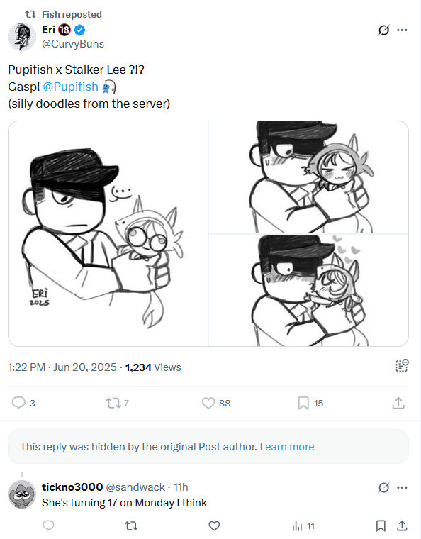 tickno3000's tweet photo. @silksungciro its crazy that she deleted the drawing  bruv are you blind the proof is in the pic are you dumb pupifish is 17 
and lee is 30 are you dumb or prentending i swear i never seen a community this shit  yeah theres no hope for you or this community or esspecily pupifish https://t.co/HUFOwKjCTT