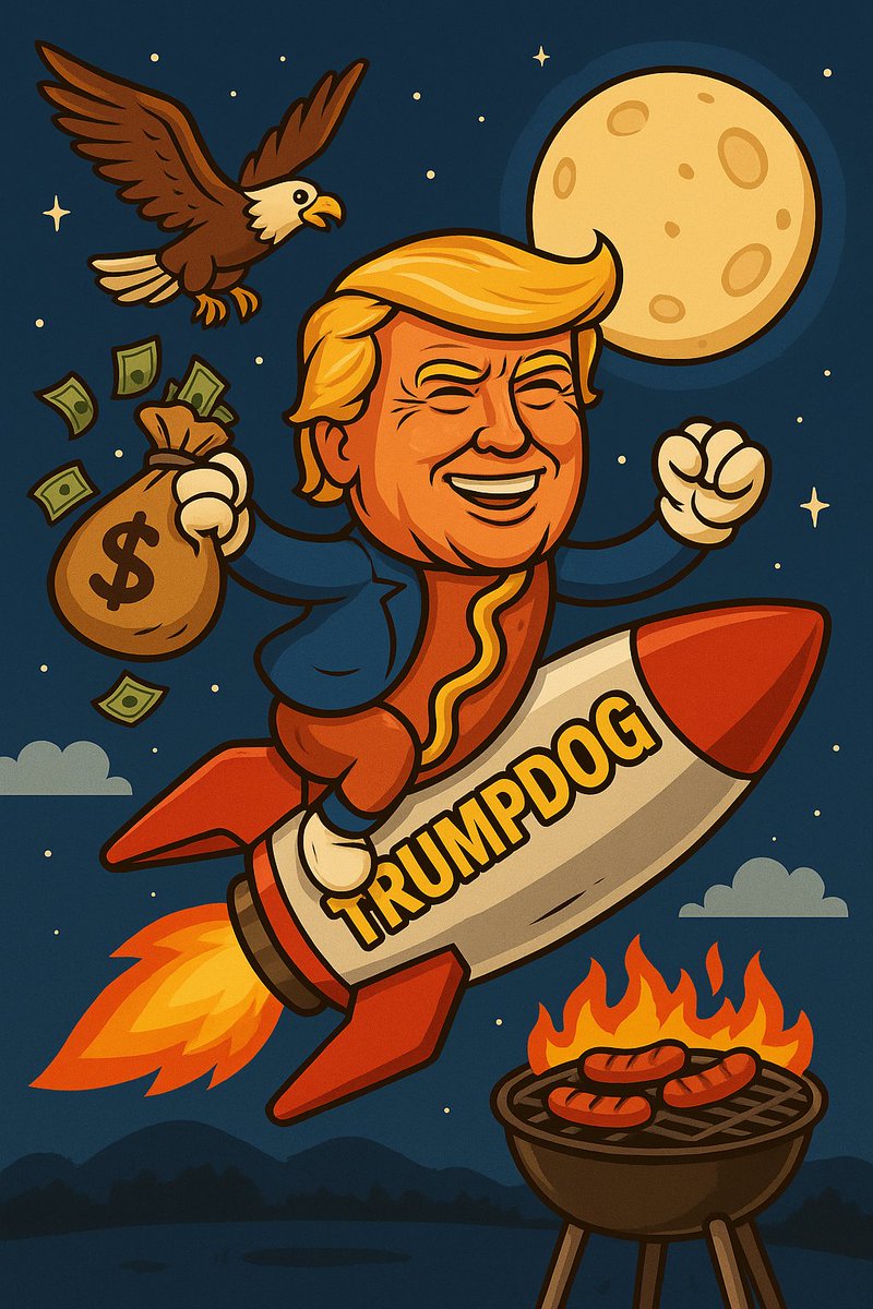 VanillaCopium's tweet photo. $TRUMPDOG is going to leave the grill station and hit  the moon🌭

🦅 Eagle overhead 
💰 Bag secured
🔥 Hotdogs still cooking

This isn’t a meme coin… It’s a backyard declaration of FINANCIAL INDEPENDENCE

https://t.co/R77C4B5xq7 https://t.co/aXTzJfO0Ge