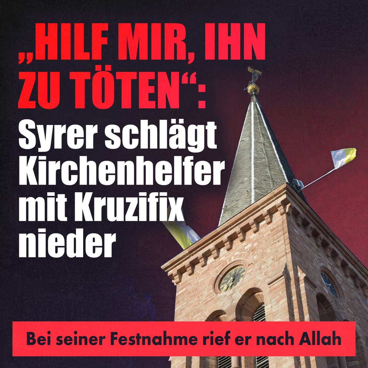 💤😵Wie zum Teufel können Merz und Dobrindt nachts noch ruhig schlafen?😴💤

Ein Küster wird mitten in Deutschland mit einem Kruzifix blutig aus Hass niedergeschlagen, ausgerechnet in seiner eigenen Kirche, seiner Gemeinde, einem Ort des Friedens... 

Der Täter: 33 Jahre alt,