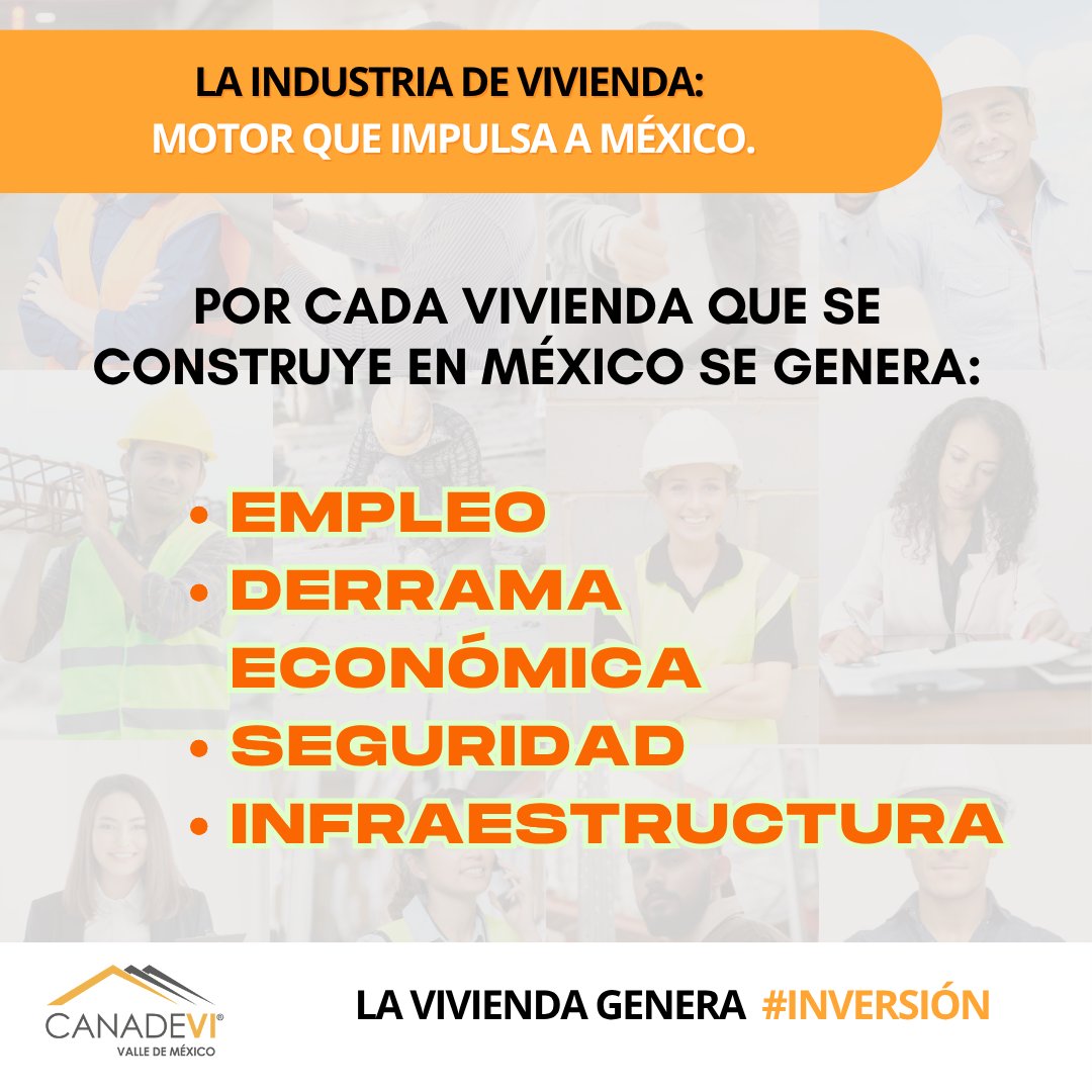 💼 Invertir en la construcción #vivienda es apostar por el desarrollo económico, el acceso a un patrimonio y la creación de ciudades más humanas. La industria de la construcción 🏗️es el motor que impulsa a México, que genera derrama económica #competitividad #empleo #seguridad