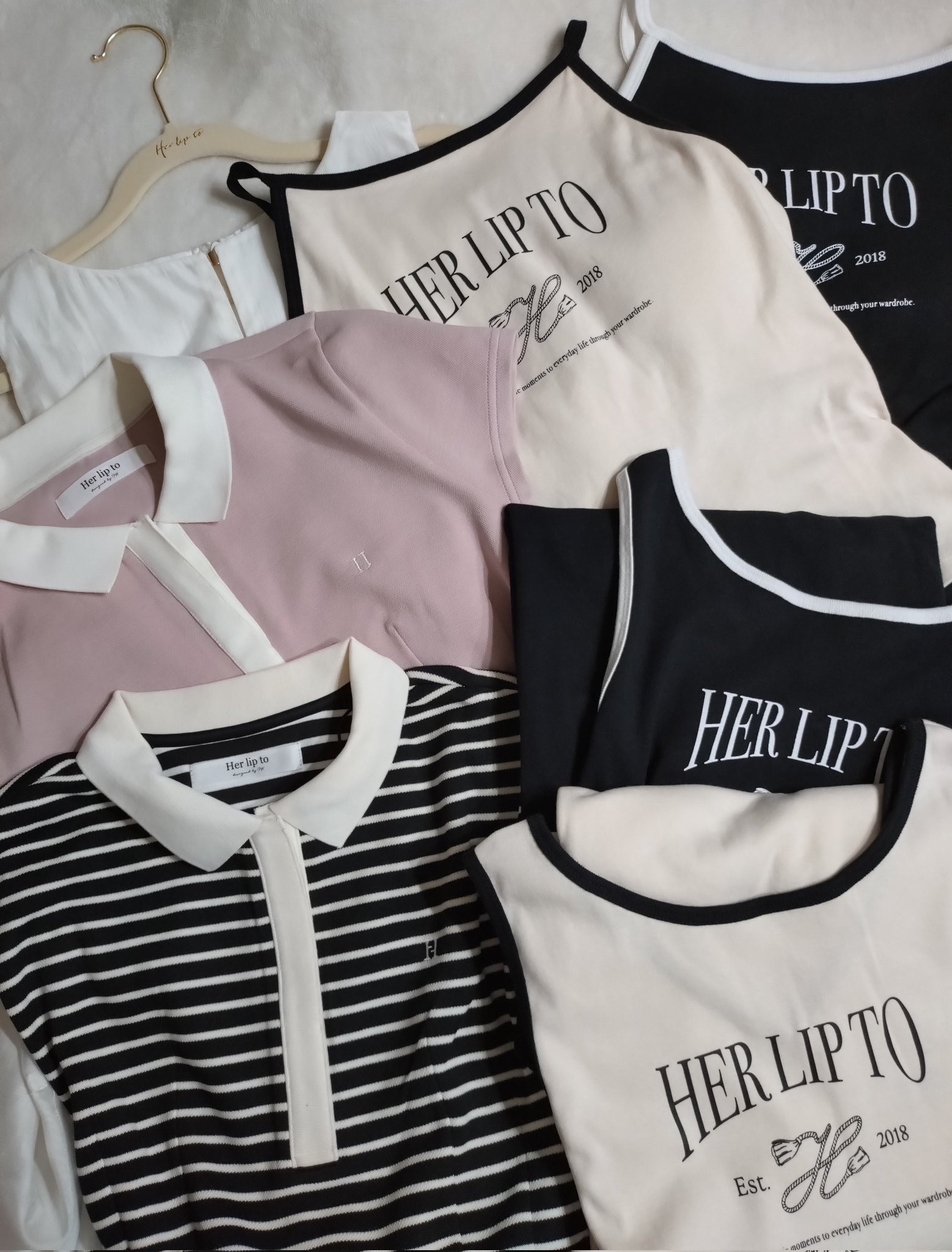 Herlipto Short Sleeve Polo MiniDress ピンク